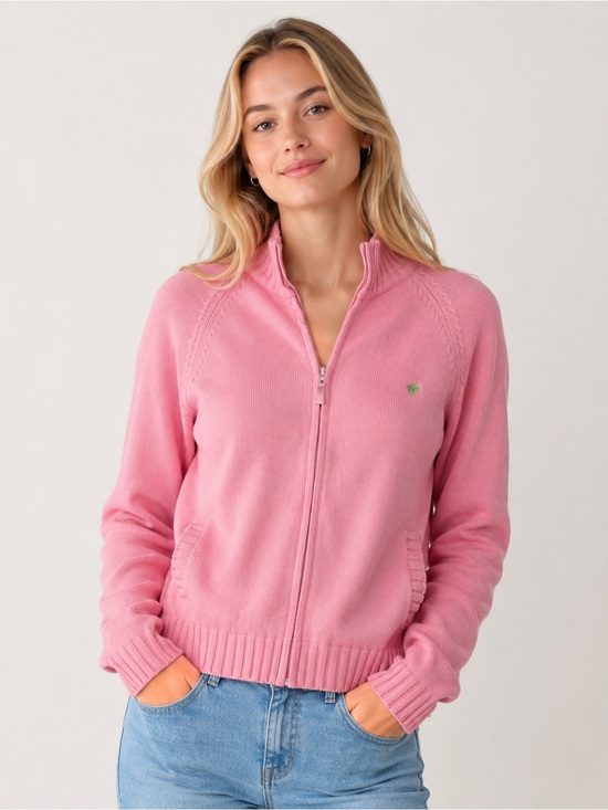 Lilly Pulitzer Jackets & Blazers - Lilly Pulitzer Vintage Soft Pink‎ Zip Knit 100% Cotton Sweater. Women’s Large.